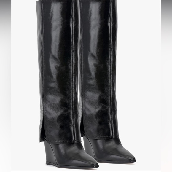 VINCE CAMUTO COW DERBY BLACK KNEE HIGH BOOTS SIZE 6.5 M with wide calf - Picture 1 of 10